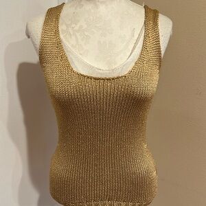 Just Cavalli Gold Metallic Knit Camisol Sz S